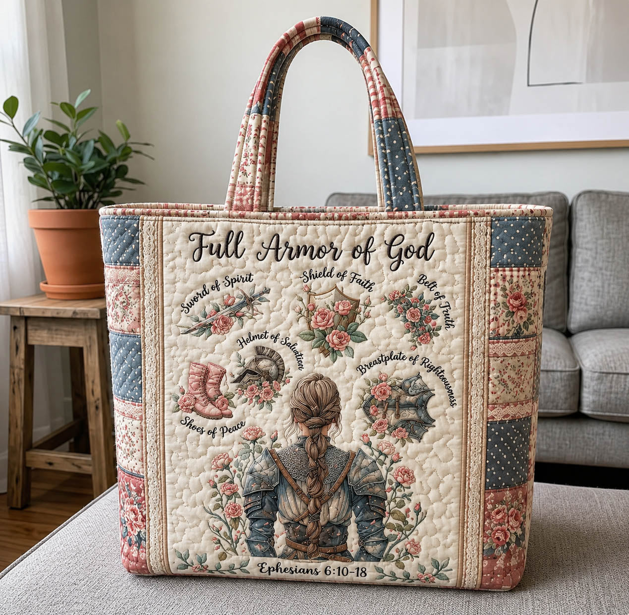 Woman Warrior Of God Quilted Tote Bag GFTOLAN1010