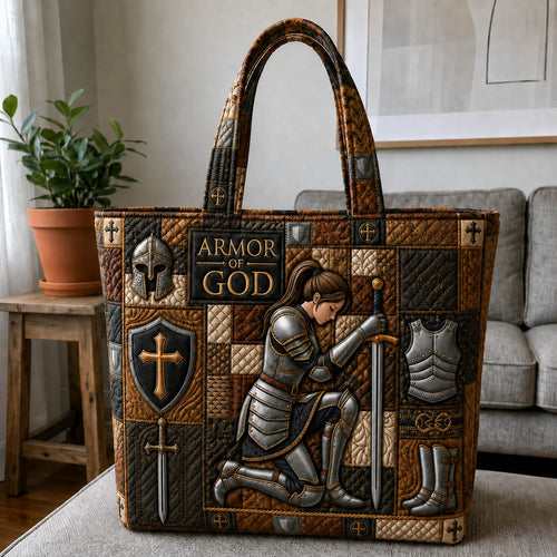 Woman Armor Of God Quilted Tote Bag GFTOLAN1012
