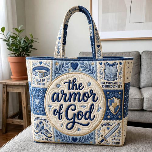 Blue Christian Armor Of God Quilted Tote Bag GFTOLAN1013
