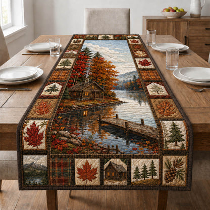 Autumn Lakeside Cabin Quilted Table Runner GFTOLAN1036