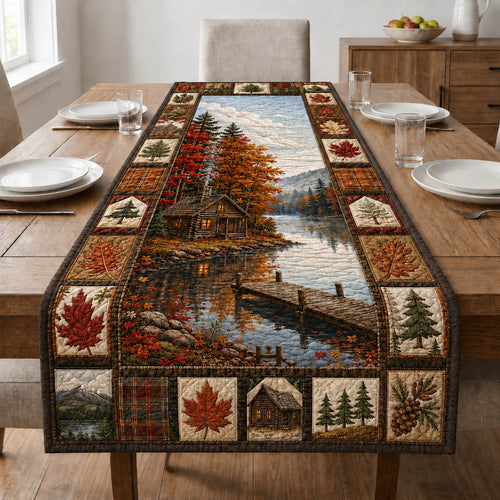 Autumn Lakeside Cabin Quilted Table Runner GFTOLAN1036