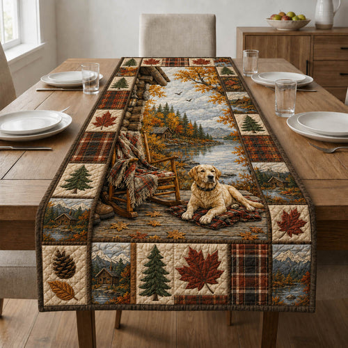 Autumn Lakeside Cabin Quilted Table Runner GFTOLAN1037