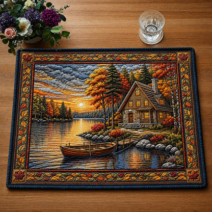 Autumn Lakeside Cabin Quilted Placemat GFTOLAN1044