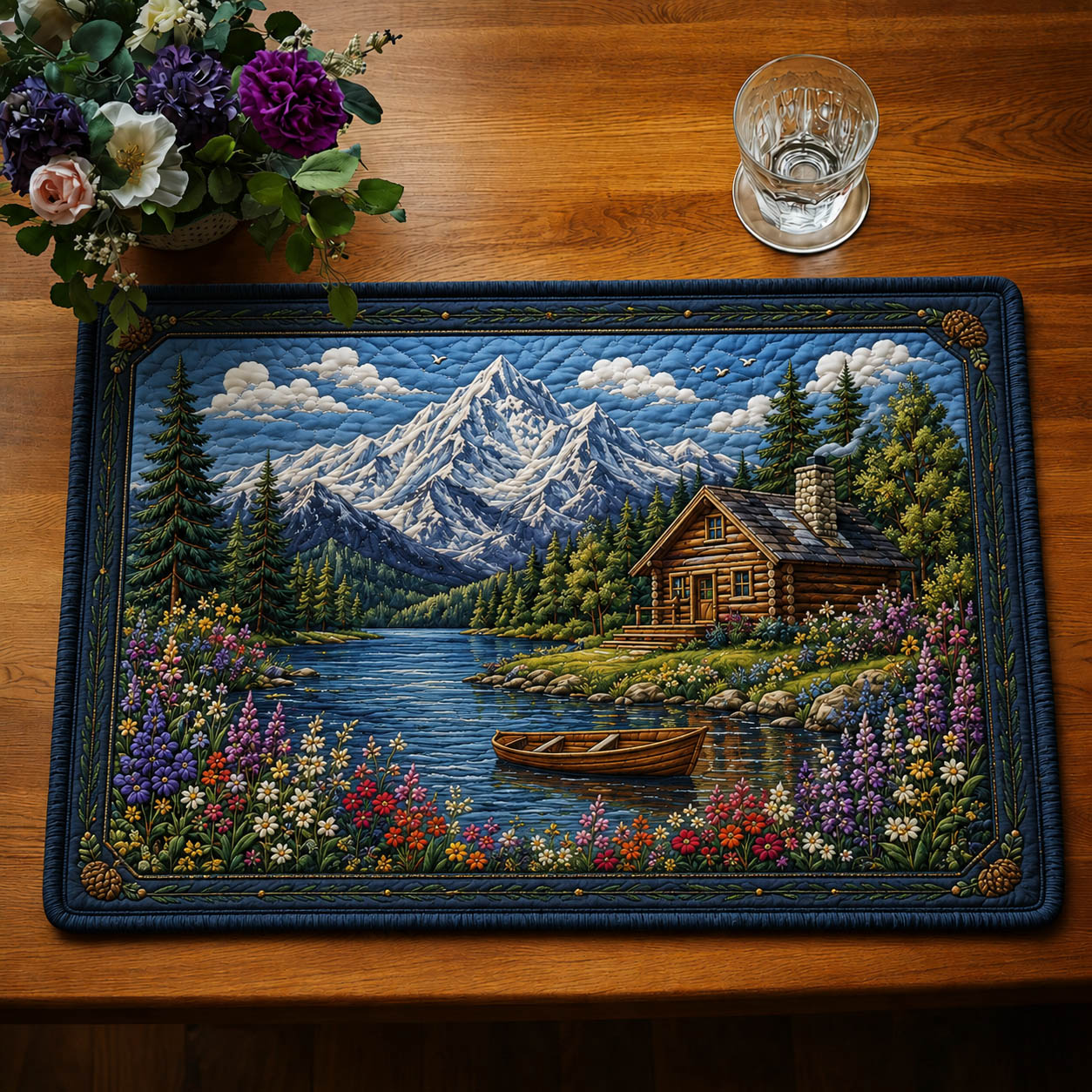 Floral Lakeside Cabin Quilted Placemat GFTOLAN1045