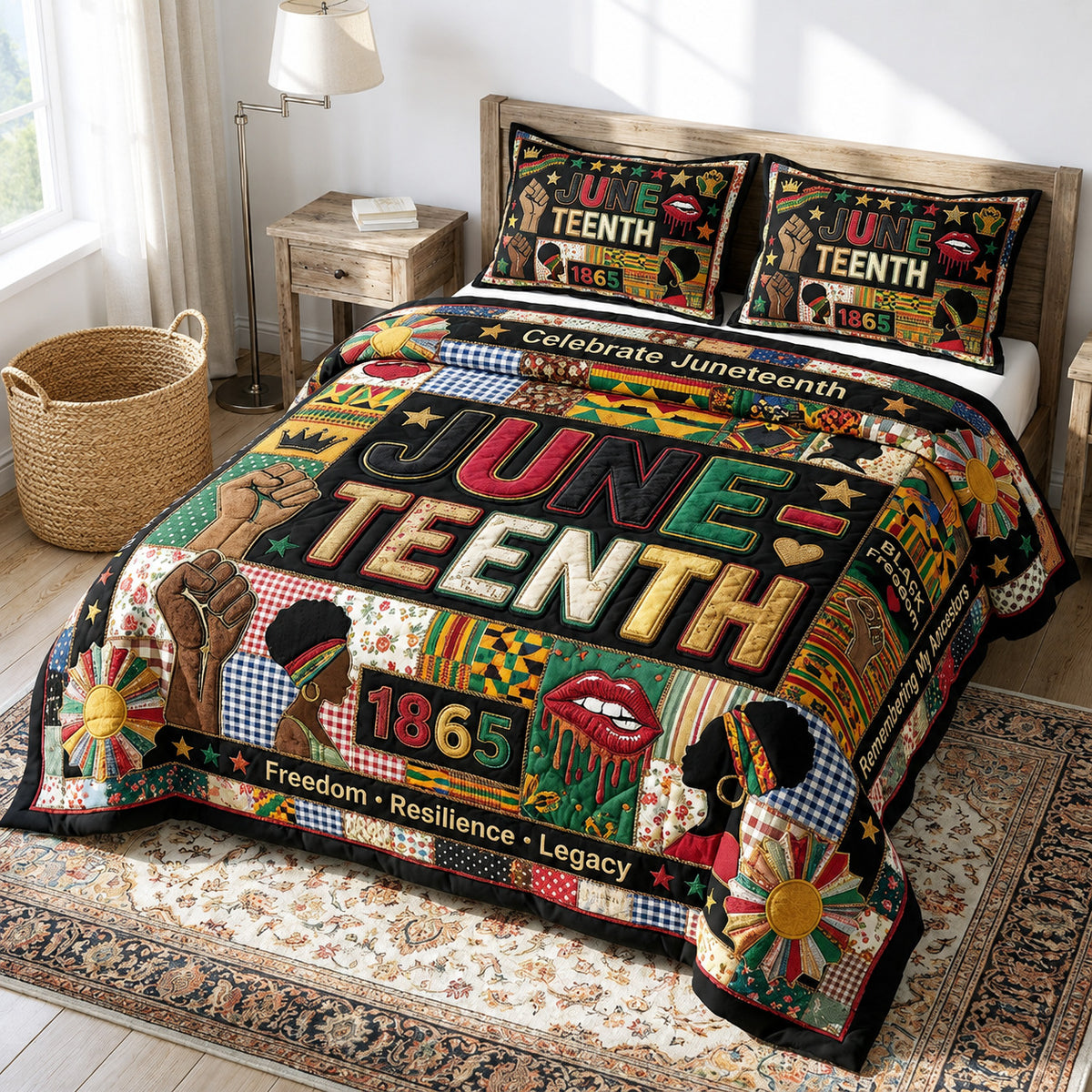Juneteenth Culture 3-Piece Quilted Bedding Set GFTOLAN110