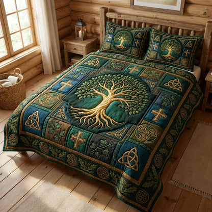 Celtic Tree Of Life 3-Piece Quilted Bedding Set GFTOLAN1117