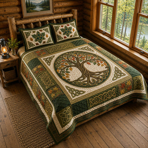 Celtic Tree Of Life 3-Piece Quilted Bedding Set GFTOLAN1119