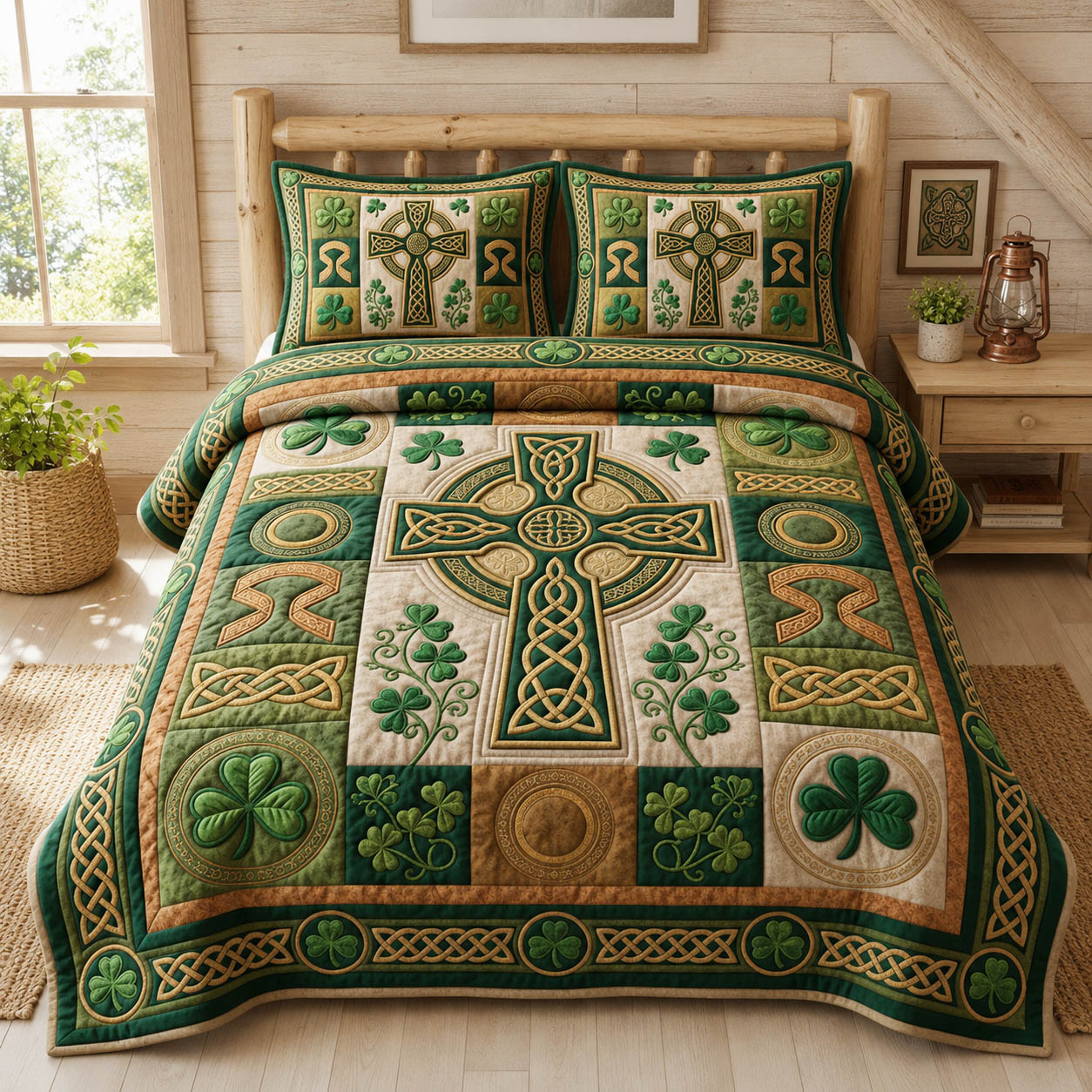 Celtic Cross 3-Piece Quilted Bedding Set GFTOLAN1123