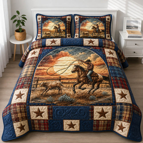 Western Cowboy 3-Piece Quilted Bedding Set GFTOLAN1124