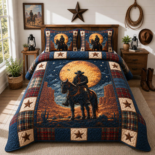 Western Cowboy 3-Piece Quilted Bedding Set GFTOLAN1125