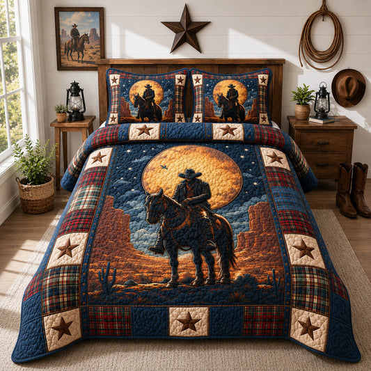 Western Cowboy 3-Piece Quilted Bedding Set GFTOLAN1125