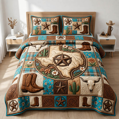 Western Cowboy 3-Piece Quilted Bedding Set GFTOLAN1127