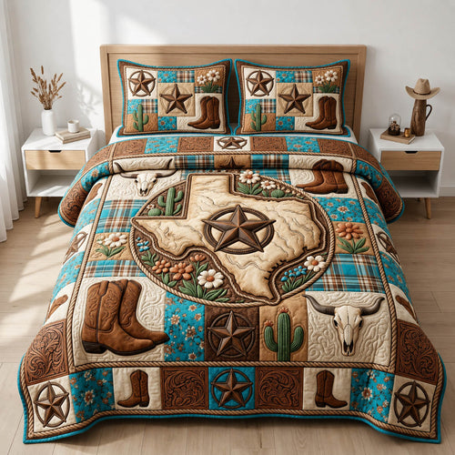 Western Cowboy 3-Piece Quilted Bedding Set GFTOLAN1127