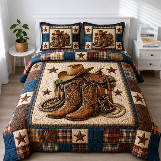 Western Cowboy 3-Piece Quilted Bedding Set GFTOLAN1128
