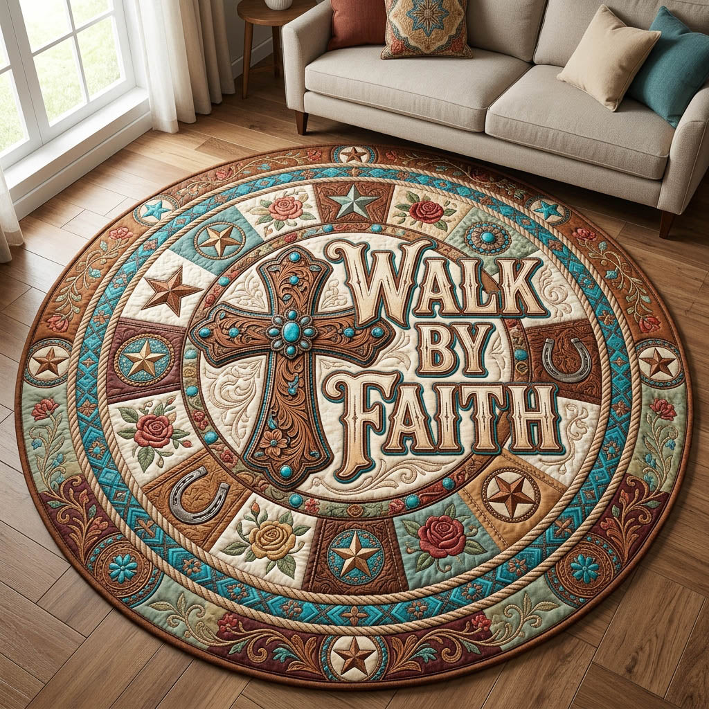 Western Christian Quilted Round Mat GFTOLAN1160