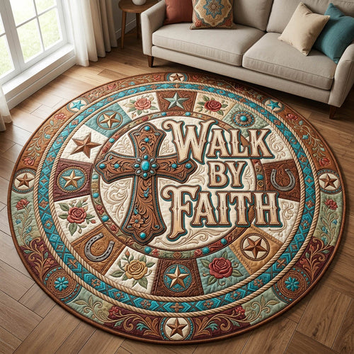 Western Christian Quilted Round Mat GFTOLAN1160