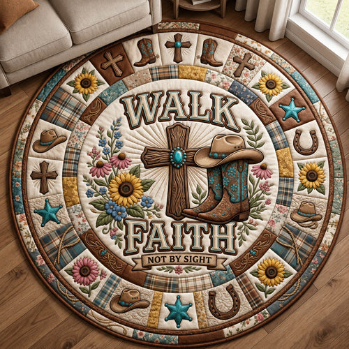 Walk By Faith Not By Sight Quilted Round Mat GFTOLAN1164
