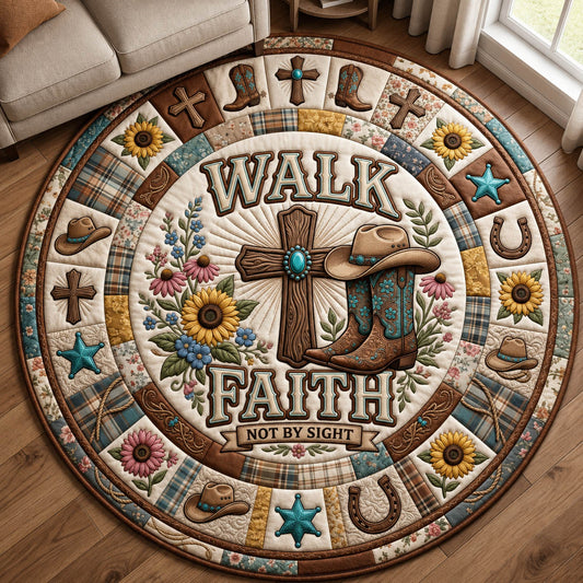 Walk By Faith Not By Sight Quilted Round Mat GFTOLAN1164