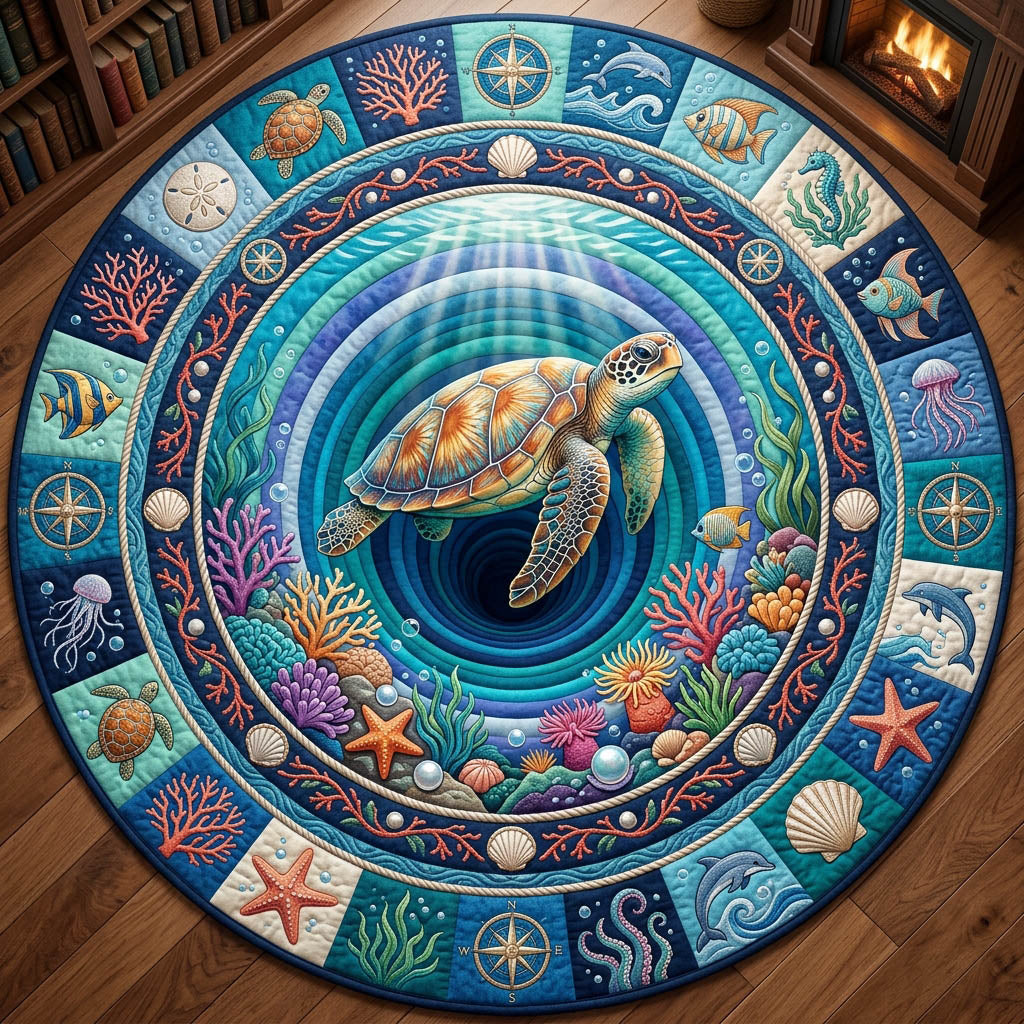 Sea Turtle Quilted Round Mat GFTOLAN1167