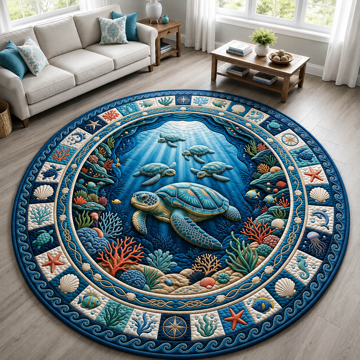 Sea Turtle Quilted Round Mat GFTOLAN1168