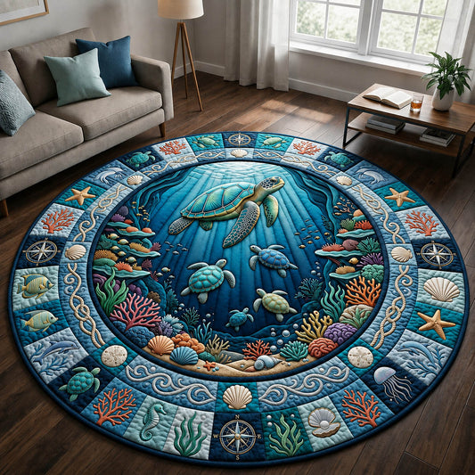 Sea Turtle Quilted Round Mat GFTOLAN1169