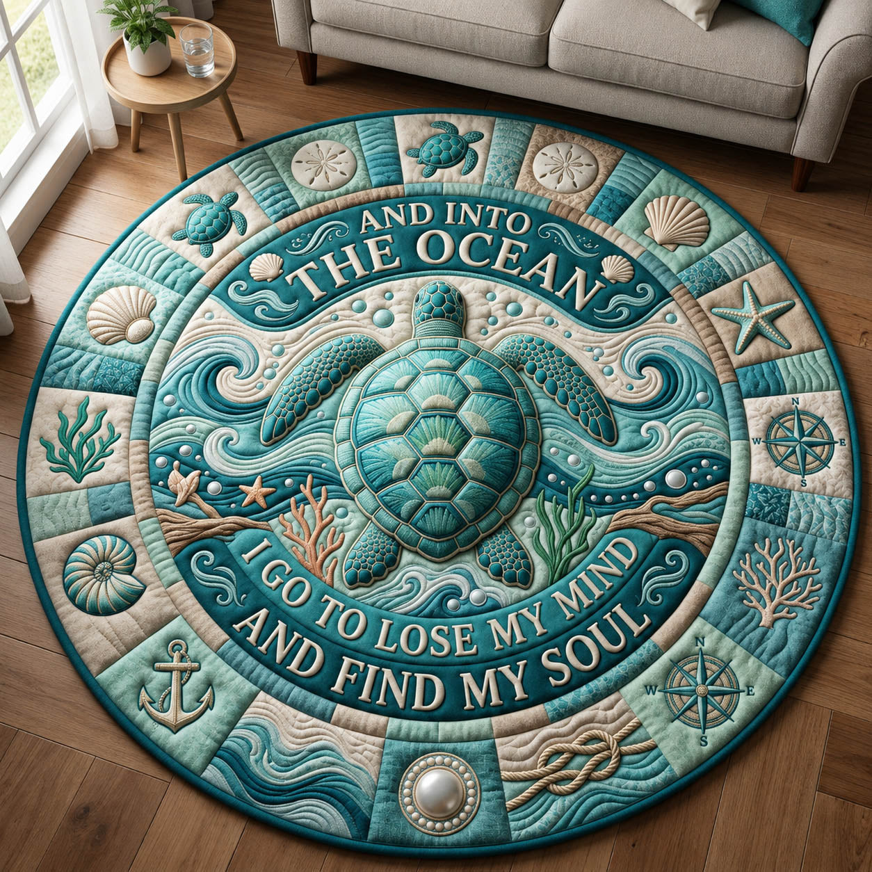 Sea Turtle Quilted Round Mat GFTOLAN1171