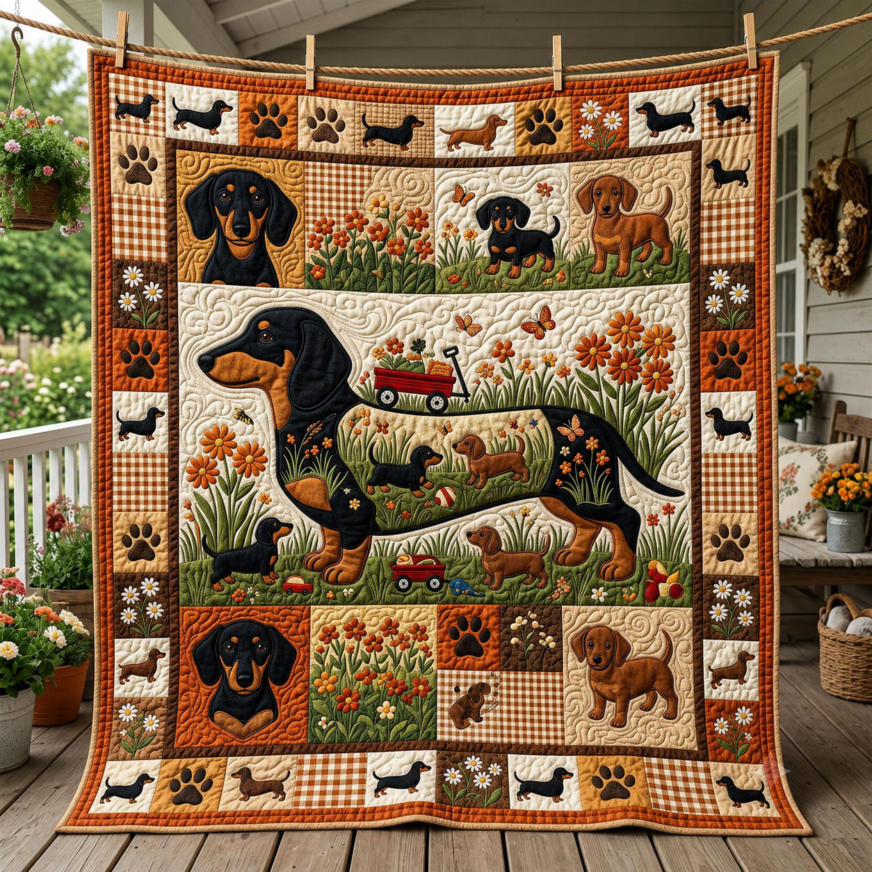 Dachshund Dog Quilted Blanket GFTOLAN1217