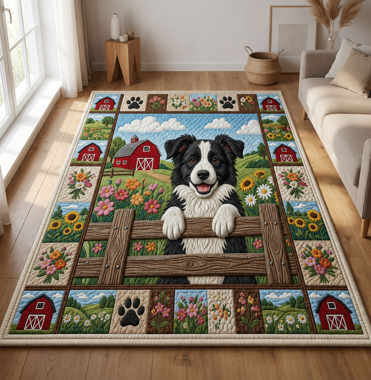 Border Collie Farm Area Rug GFTOLAN1230