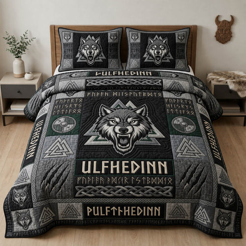 Viking Wolf 3-Piece Quilted Bedding Set GFTOLAN1261