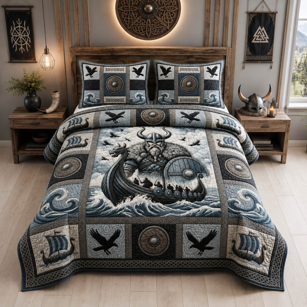 Nordic Viking 3-Piece Quilted Bedding Set GFTOLAN1265