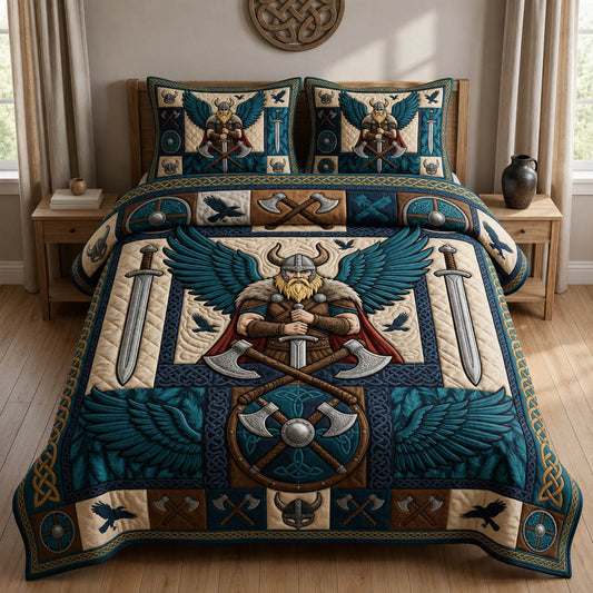 Nordic Viking 3-Piece Quilted Bedding Set GFTOLAN1267
