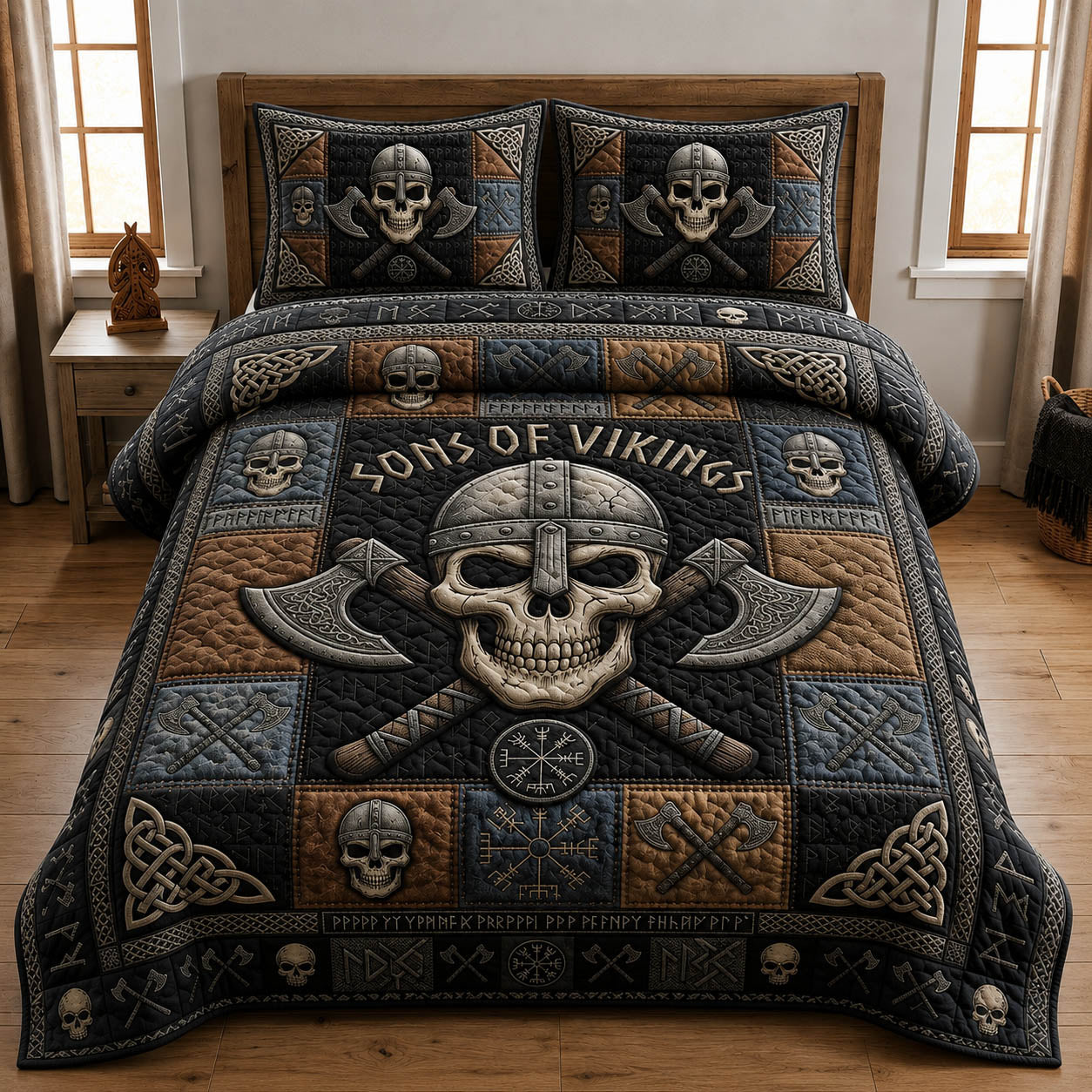 Sons Of Vikings 3-Piece Quilted Bedding Set GFTOLAN1269