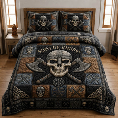 Sons Of Vikings 3-Piece Quilted Bedding Set GFTOLAN1269