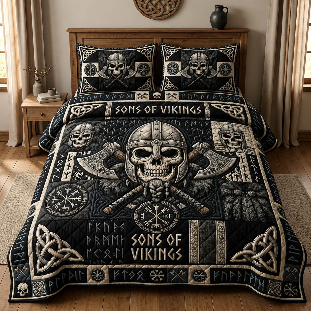 Sons Of Vikings 3-Piece Quilted Bedding Set GFTOLAN1270