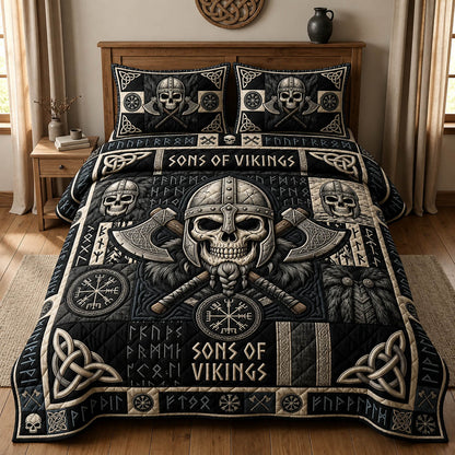 Sons Of Vikings 3-Piece Quilted Bedding Set GFTOLAN1270