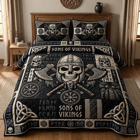 Sons Of Vikings 3-Piece Quilted Bedding Set GFTOLAN1270