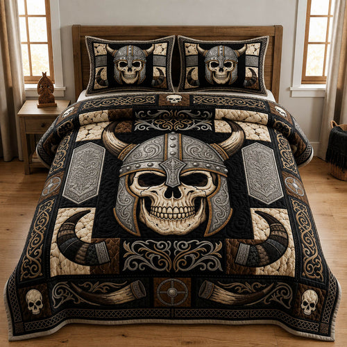 Viking Skull 3-Piece Quilted Bedding Set GFTOLAN1271