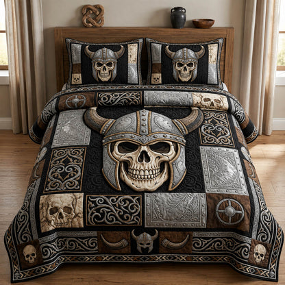 Viking Skull 3-Piece Quilted Bedding Set GFTOLAN1273