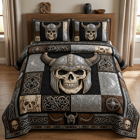 Viking Skull 3-Piece Quilted Bedding Set GFTOLAN1273