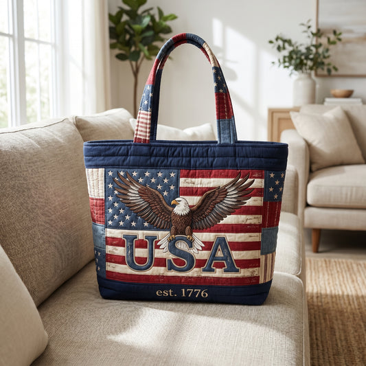 Vintage Eagle Quilted Tote Bag GFTOLAN128