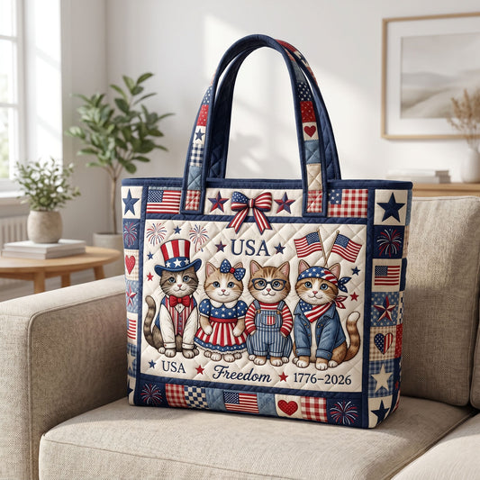 Freedom Cats Quilted Tote Bag GFTOLAN130