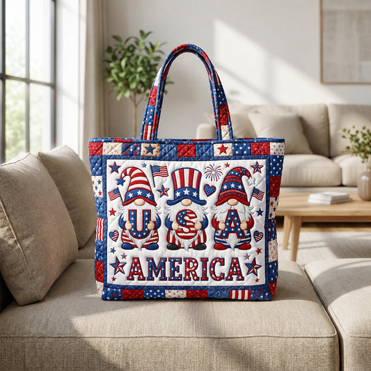 Patriotic Gnomes Quilted Tote Bag GFTOLAN131