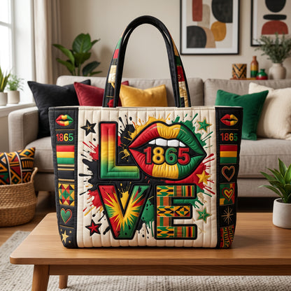 Juneteenth Love Lip Quilted Tote Bag GFTOLAN133