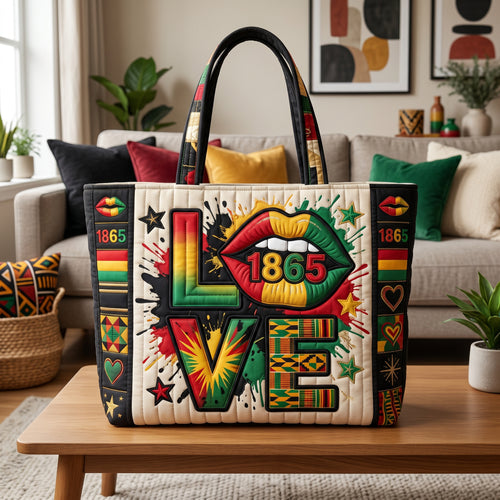 Juneteenth Love Lip Quilted Tote Bag GFTOLAN133