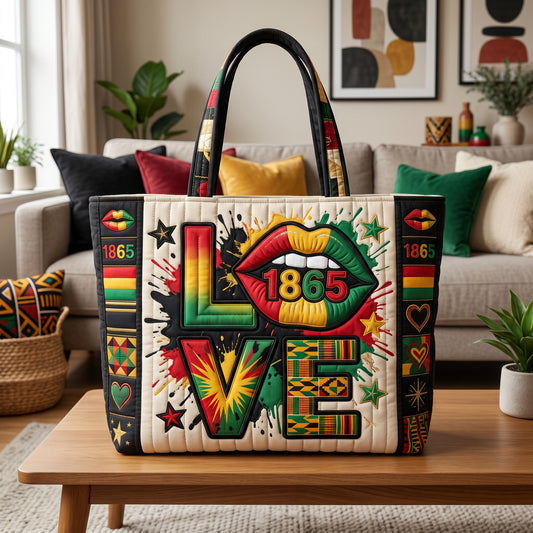 Juneteenth Love Lip Quilted Tote Bag GFTOLAN133