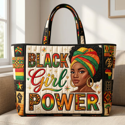 Black Girl Power Quilted Tote Bag GFTOLAN134