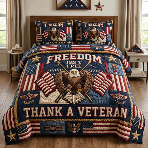 Patriotic Veteran 3-Piece Quilted Bedding Set GFTOLAN1348