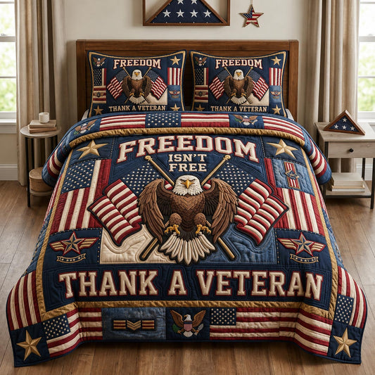 Patriotic Veteran 3-Piece Quilted Bedding Set GFTOLAN1348