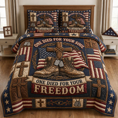 One Died For Your Freedom 3-Piece Quilted Bedding Set GFTOLAN1349