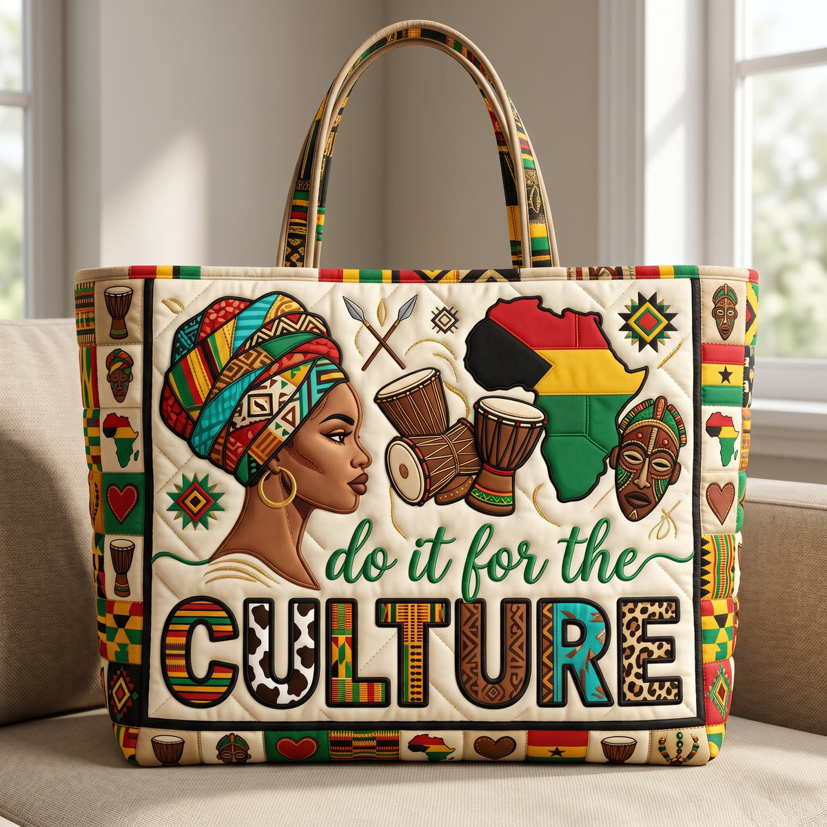 Juneteenth Culture Quilted Tote Bag GFTOLAN135